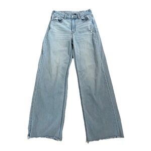 American Eagle Jeans Super High Rise Baggy Wide Leg Women 2 (26x31) Light READ